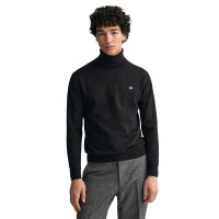 GANT Herren Pullover - CLASSIC COTTON ROLLERNECK, Strickpullover, Rollkragen, Baumwolle Schwarz 2XL