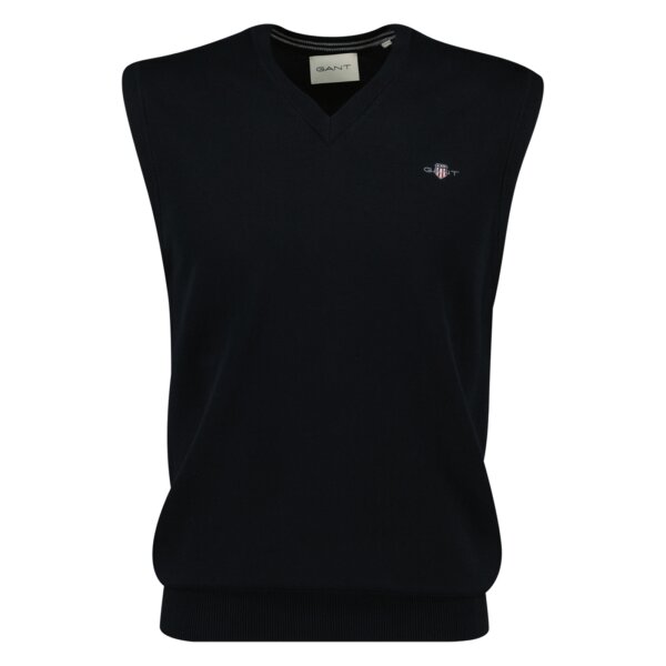 GANT Herren Pullunder V-Neck - CLASSIC COTTON SLIPOVER, Strickpullunder, Baumwolle Schwarz 5XL