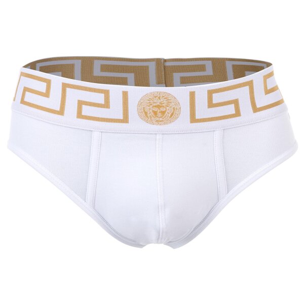 VERSACE Mens Brief - Slip TOPEKA, Stretch Cotton, Solid Color White L (Large)