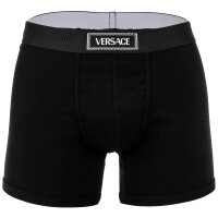 VERSACE Mens Boxer Shorts - RIBBED, Trunks, Stretch Cotton, Logo, Solid Colour Black S (Small)
