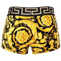 VERSACE Mens Boxer Shorts - Trunk, Retroshorts, Stretch Cotton, Barocco Pattern Black/Gold S (Small)