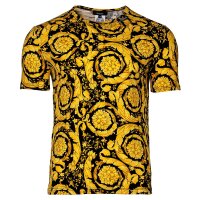 VERSACE Herren T-Shirt - BAROCCO, Unterhemd, Rundhals, Stretch Cotton, Barock-Muster Gold/Schwarz M