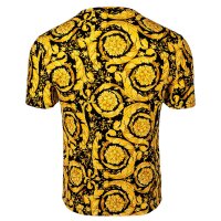 VERSACE Herren T-Shirt - BAROCCO, Unterhemd, Rundhals, Stretch Cotton, Barock-Muster Gold/Schwarz M