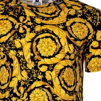 VERSACE Mens T-Shirt - BAROCCO, Undershirt, Crew Neck, Stretch Cotton, Barocco Pattern Gold/Black M (Medium)