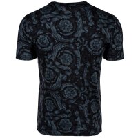 VERSACE Mens T-Shirt - BAROCCO, Undershirt, Crew Neck, Stretch Cotton, Barocco Pattern Black/Grey 3XL (XXX-Large)