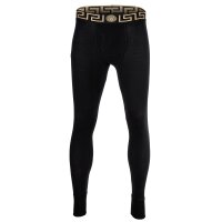 VERSACE Herren Lange Unterhose - TOPEKA, Stretch Cotton, Logobund, einfarbig Schwarz XL