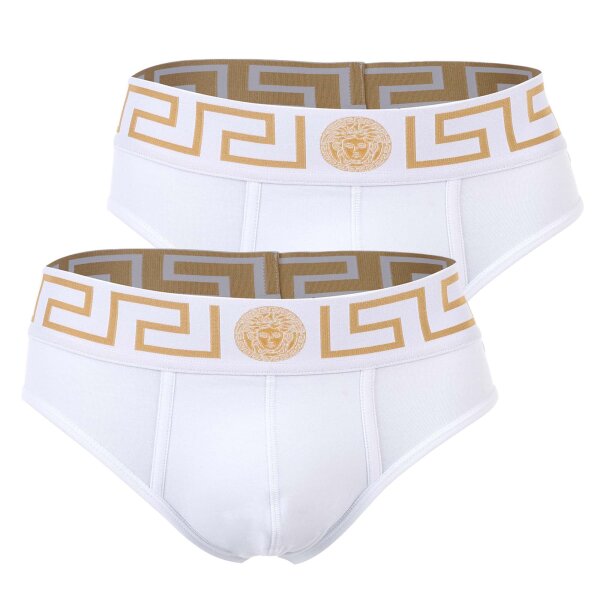 VERSACE Herren Slip, 2er Pack - TOPEKA, Baumwolle, einfarbig Weiß M