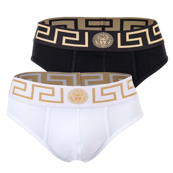 VERSACE Mens Briefs, 2-Pack - TOPEKA, cotton, solid color Black/White S (Small)
