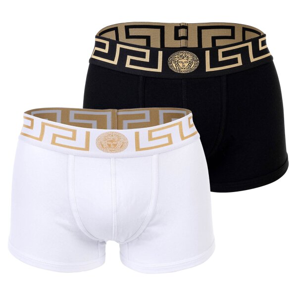 VERSACE Mens Boxer Shorts, 2 Pack - TOPEKA, Stretch Cotton, one coloured Black/White S (Small)
