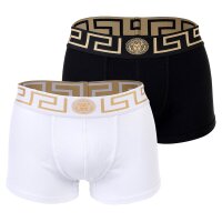 VERSACE Herren Trunks, 2er Pack - TOPEKA, Stretch Cotton, einfarbig Schwarz/Weiß S