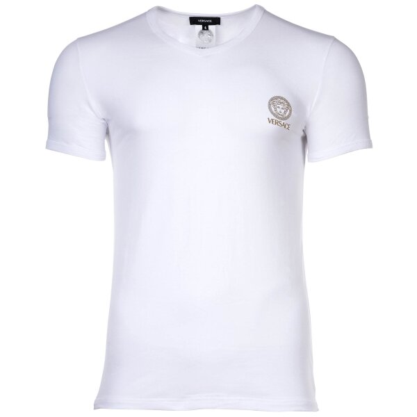 VERSACE Herren T-Shirt - TOPEKA, Unterhemd, V-Ausschnitt, Stretch Cotton Weiß M
