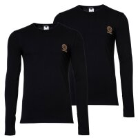 VERSACE Herren Langarmshirt, 2er Pack - TOPEKA, Longsleeve, Rundhals, Organic Cotton, Bi-Stretch Schwarz M