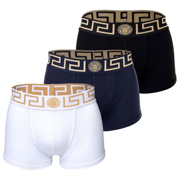 VERSACE Mens Boxer Shorts, 3-Pack - TOPEKA, Cotton, solid color Black/Dark blue/White S (Small)