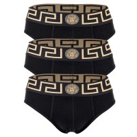 VERSACE Herren Slip, 3er Pack - TOPEKA, Baumwolle, einfarbig Schwarz L