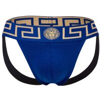 VERSACE Herren Jockstrap - TOPEKA, Jocks, Tanga Slip, Stretch Cotton Blau/Schwarz XL