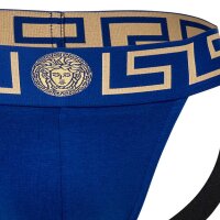 VERSACE Mens Jockstrap - Jocks, Tanga Briefs, Stretch Cotton Blue/Black XL (X-Large)