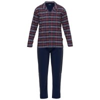 GÖTZBURG Herren Schlafanzug - lang, Pyjama, Baumwolle, Muster Rot/Blau L