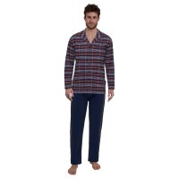 GÖTZBURG mens pyjamas - long, cotton, pattern Red/Blue L (Large)