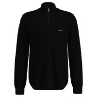 GANT mens pique cardigan - COTTON PIQUE ZIP CARDIGAN, zip, cotton Black L (Large)