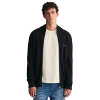 GANT mens pique cardigan - COTTON PIQUE ZIP CARDIGAN, zip, cotton Black L (Large)