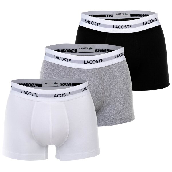 LACOSTE mens boxer shorts, 3-pack - trunks, cotton stretch, logo waistband Black/White/Grey S (Small)