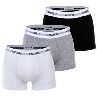 LACOSTE mens boxer shorts, 3-pack - trunks, cotton stretch, logo waistband Black/White/Grey S (Small)