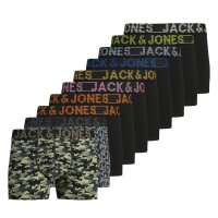 JACK&JONES Herren Boxer Shorts, 10er Pack - JACDANNY, Trunks, Baumwoll-Stretch, Camouflage Schwarz/Grün/Blau S