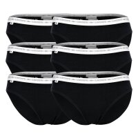LACOSTE Damen Slips, 6er Pack - Brief, Unterwäsche, Cotton Stretch, Logobund, einfarbig Schwarz XS