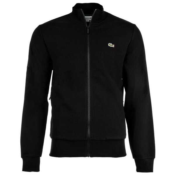 LACOSTE Herren Sweatjacke mit Stehkragen - Zipper, aufgerautes Fleece, Baumwoll-Mix Schwarz XL