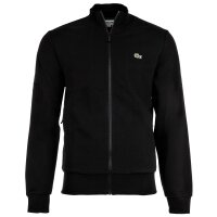 LACOSTE Herren Sweatjacke mit Stehkragen - Zipper, aufgerautes Fleece, Baumwoll-Mix Schwarz XL