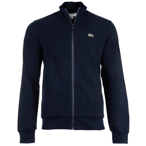LACOSTE mens sweat jacket with stand-up collar - zip, brushed fleece, cotton blend Blue M (Medium)