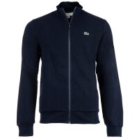 LACOSTE Herren Sweatjacke mit Stehkragen - Zipper, aufgerautes Fleece, Baumwoll-Mix Blau M