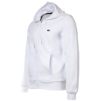 LACOSTE mens sweat jacket with hood - zip, brushed fleece, cotton blend White L (Large)