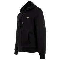 LACOSTE mens sweat jacket with hood - zip, brushed fleece, cotton blend Black S (Small)
