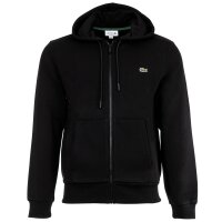 LACOSTE mens sweat jacket with hood - zip, brushed fleece, cotton blend Black M (Medium)