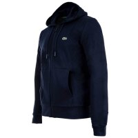 LACOSTE Herren Sweatjacke mit Kapuze - Zipper, aufgerautes Fleece Blau S