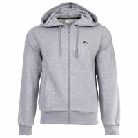 LACOSTE mens sweat jacket with hood - zip, brushed fleece, cotton blend Grey 4XL (XXXX-Large)