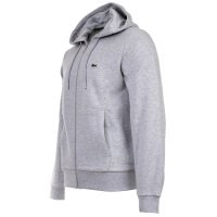 LACOSTE mens sweat jacket with hood - zip, brushed fleece, cotton blend Grey 4XL (XXXX-Large)