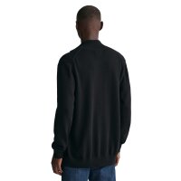 GANT mens cardigan - CASUAL COTTON ZIP CARDIGAN, stand-up collar, cotton Black M (Medium)