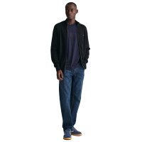 GANT mens cardigan - CASUAL COTTON ZIP CARDIGAN, stand-up collar, cotton Black M (Medium)