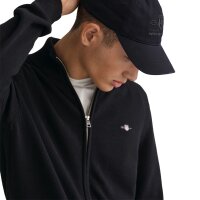 GANT mens cardigan - CASUAL COTTON ZIP CARDIGAN, stand-up collar, cotton Black M (Medium)