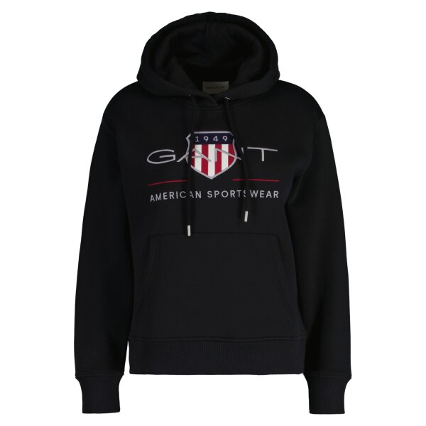 GANT Damen Hoodie - ARCHIVE SHIELD HOODIE, Sweatshirt, Kapuze, Logo, uni Schwarz S