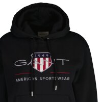 GANT Damen Hoodie - ARCHIVE SHIELD HOODIE, Sweatshirt, Kapuze, Logo, uni Schwarz S
