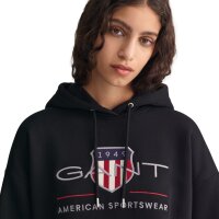 GANT Damen Hoodie - ARCHIVE SHIELD HOODIE, Sweatshirt, Kapuze, Logo, uni Schwarz S