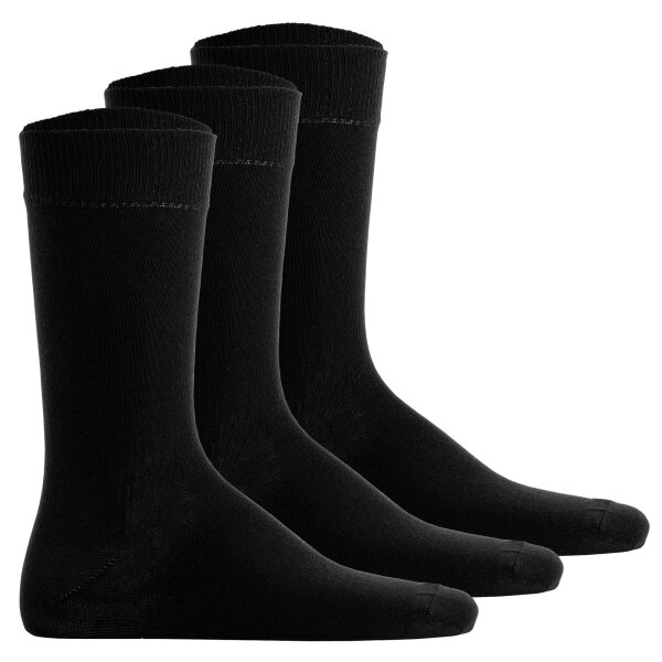 Hudson Unisex Socken, 3er Pack - Simply, Basic Socken, einfarbig Schwarz 35-38