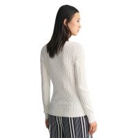 GANT womens cable knit jumper - STRETCH COTTON CABLE V-NECK, cable knit Ecru S (Small)