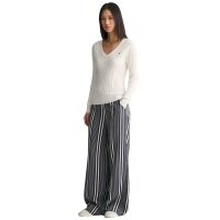 GANT womens cable knit jumper - STRETCH COTTON CABLE V-NECK, cable knit Ecru S (Small)