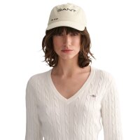 GANT womens cable knit jumper - STRETCH COTTON CABLE V-NECK, cable knit Ecru S (Small)