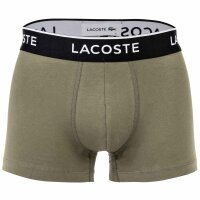 LACOSTE Herren Boxershorts, 3er Pack - Trunks, Casual, Cotton Stretch, Logobund Schwarz/Rot/Grün S