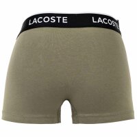 LACOSTE Herren Boxershorts, 3er Pack - Trunks, Casual, Cotton Stretch, Logobund Schwarz/Rot/Grün S